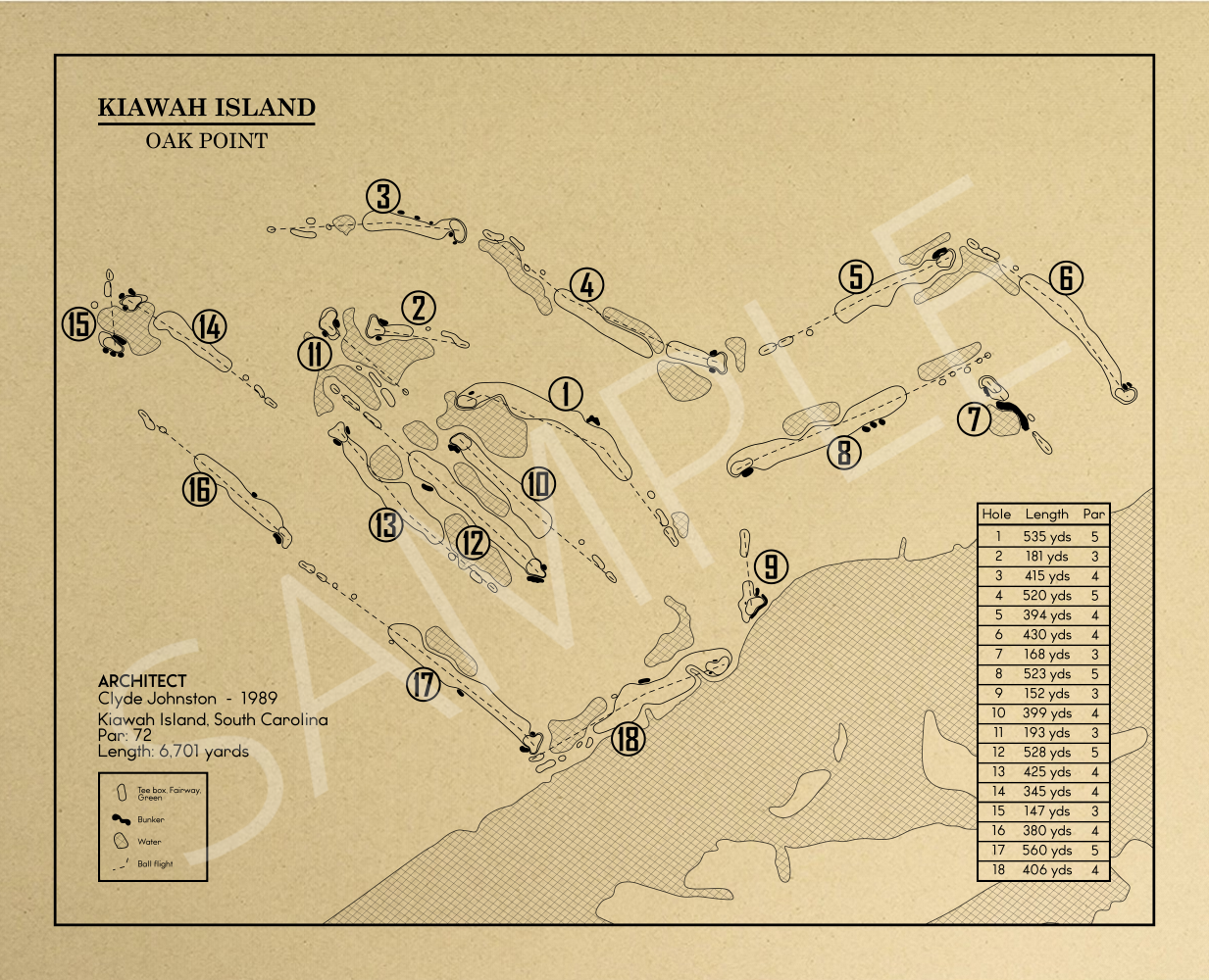 Kiawah Island Oak Point Outline (Print)