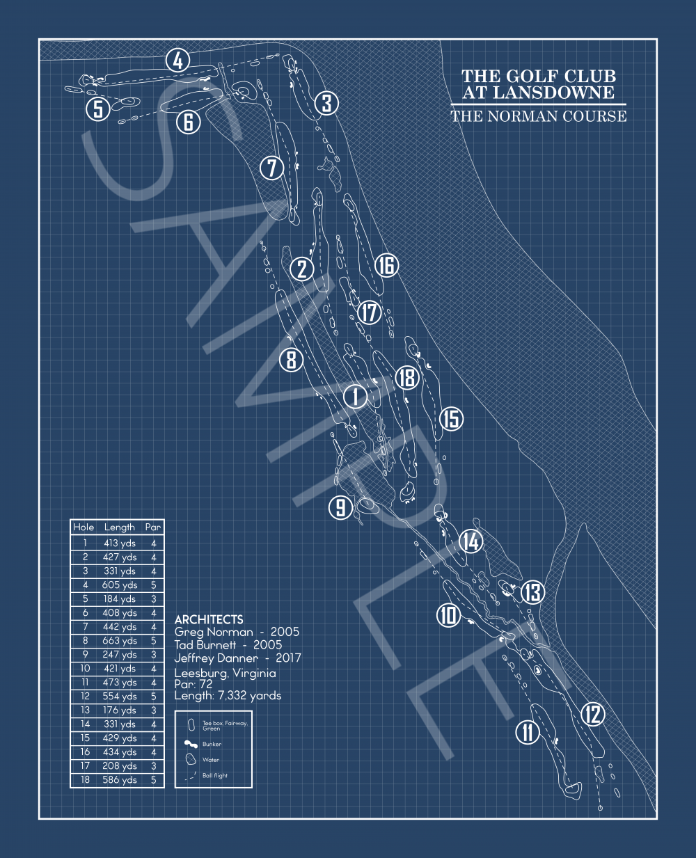 The Golf Club at Lansdowne - The Norman Course Blueprint (Print ...