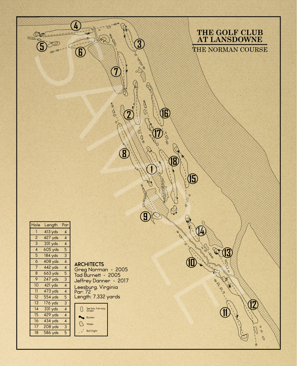 The Golf Club at Lansdowne The Norman Course Outline (Print
