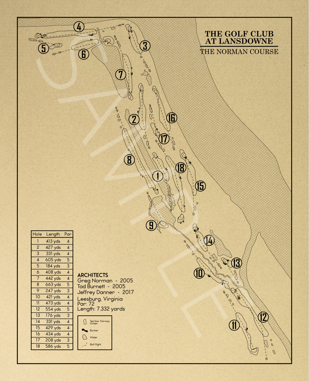 The Golf Club at Lansdowne - The Norman Course Outline (Print)