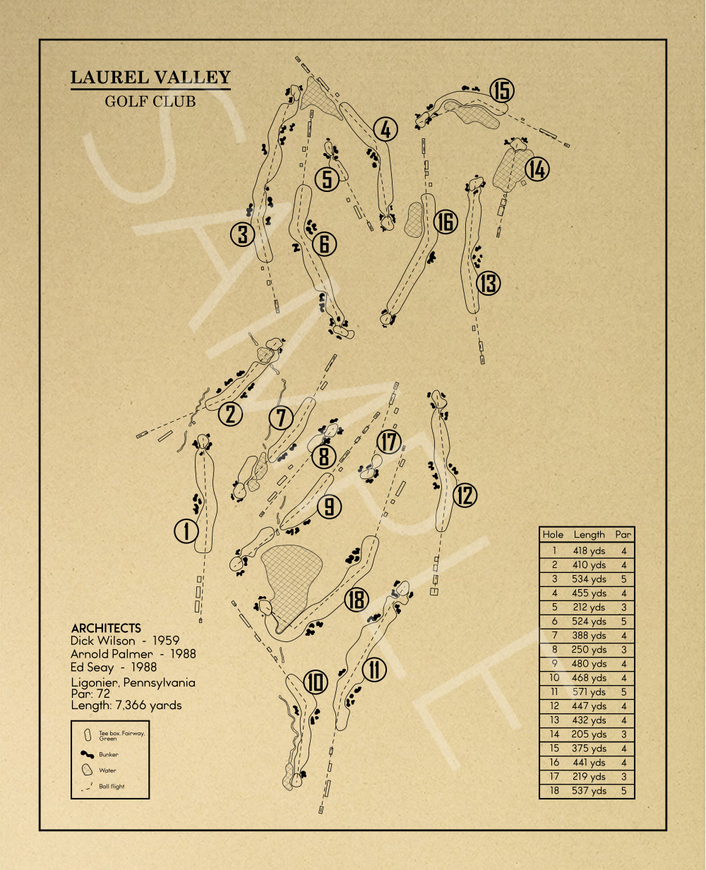 Laurel Valley Golf Club Outline (Print)
