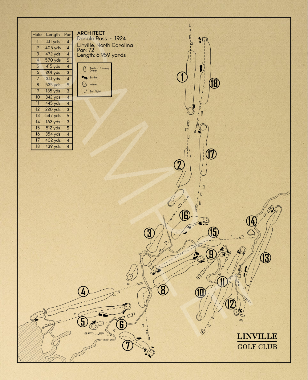 Linville Golf Club Outline (Print)