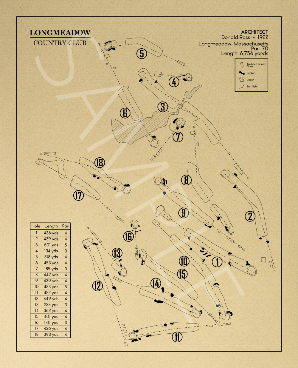 Longmeadow Country Club Outline (Print)