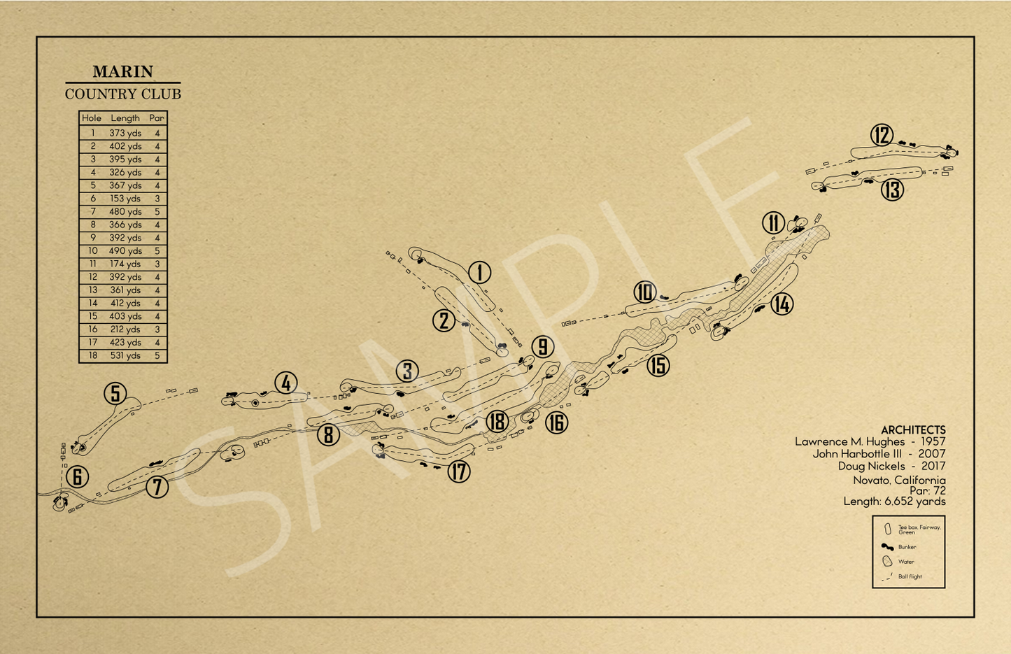Marin Country Club Outline (Print)