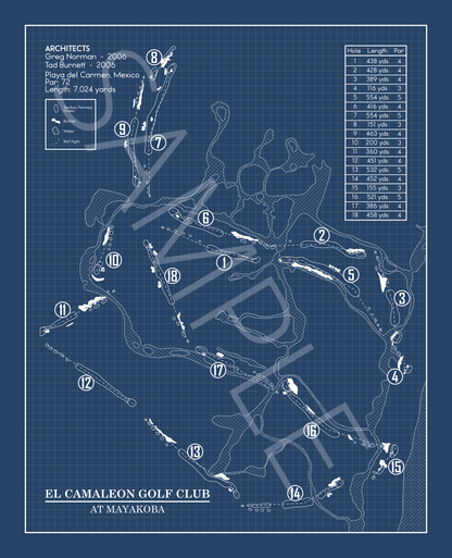 El Cameleon Golf Club at Mayakoba Blueprint (Print)