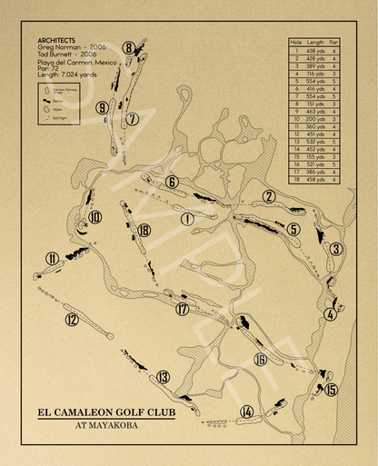 El Cameleon Golf Club at Mayakoba Outline (Print)