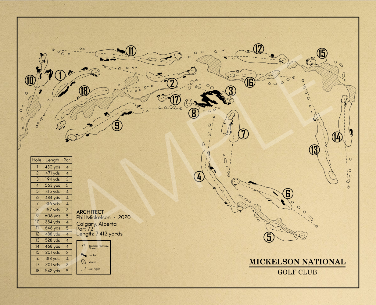 Mickelson National Golf Club Outline (Print)