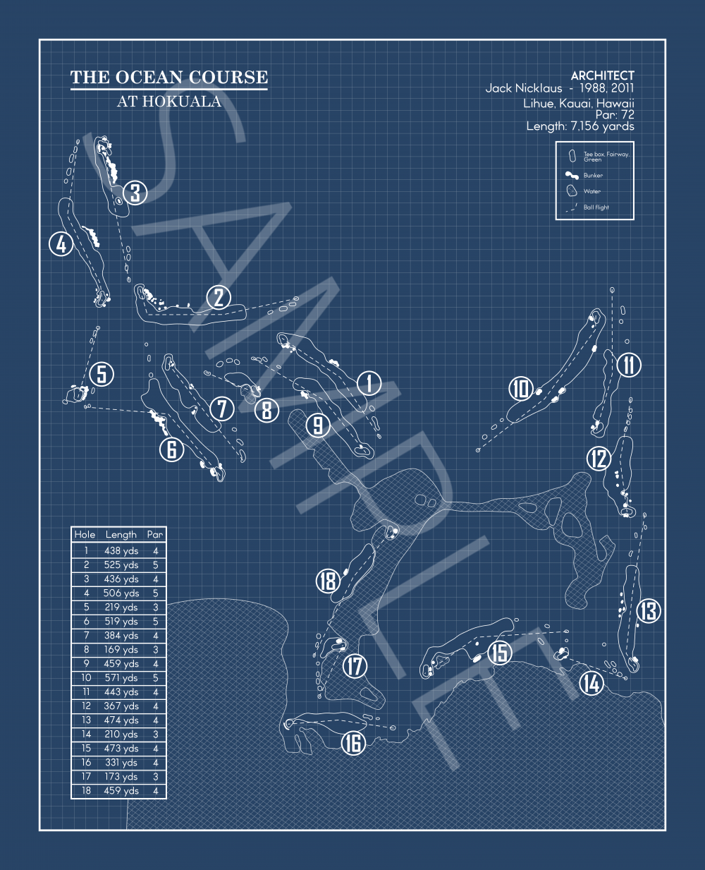The Ocean Course at Hokuala Blueprint (Print)