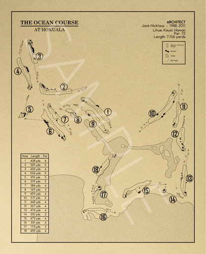 The Ocean Course at Hokuala Outline (Print)