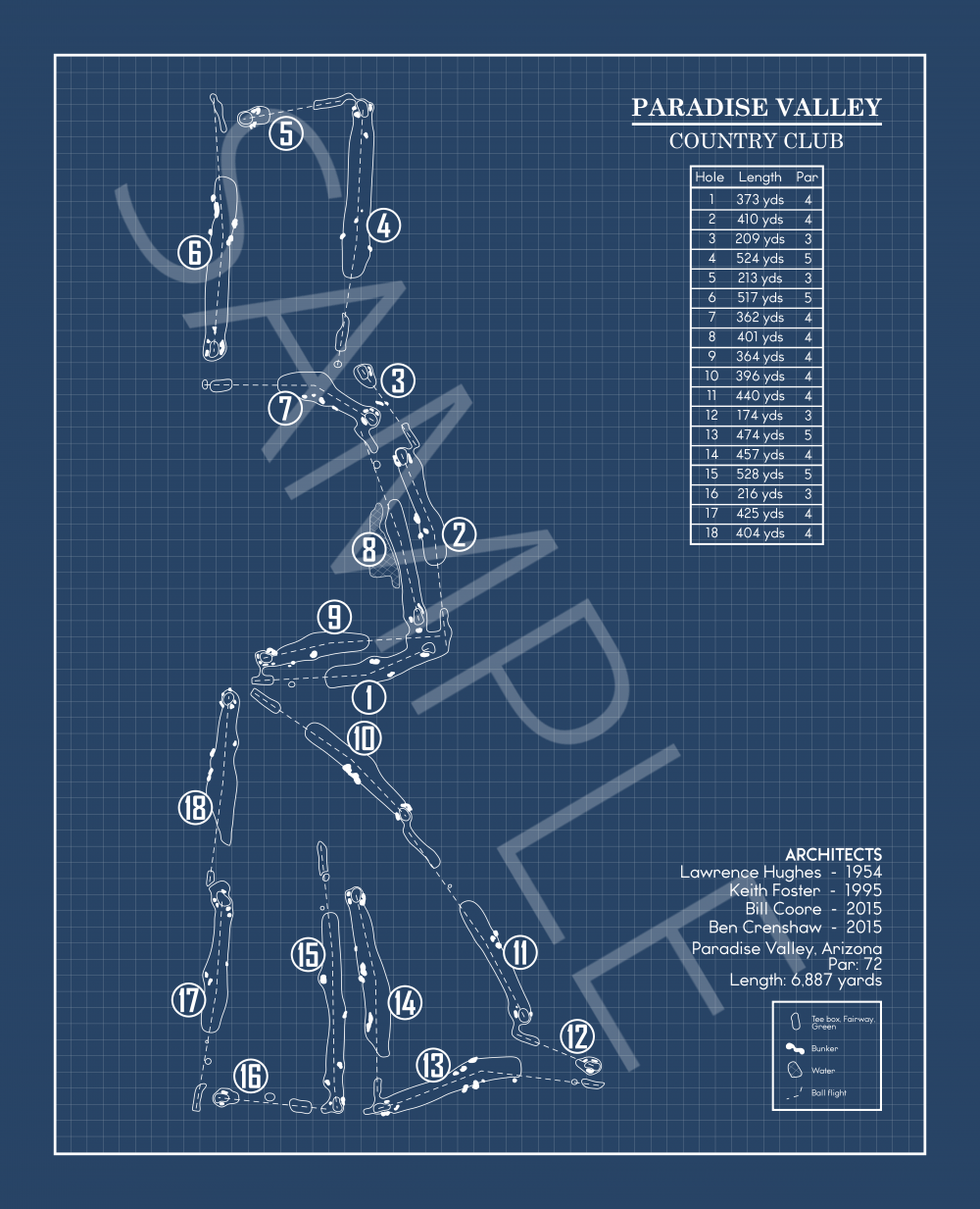 Paradise Valley Country Club Blueprint (Print)