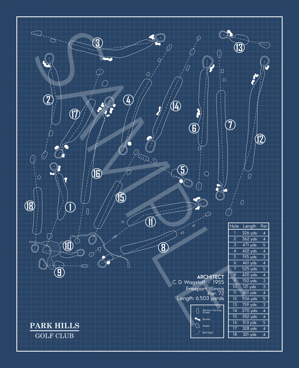 Park Hills Golf Club Blueprint (Print)