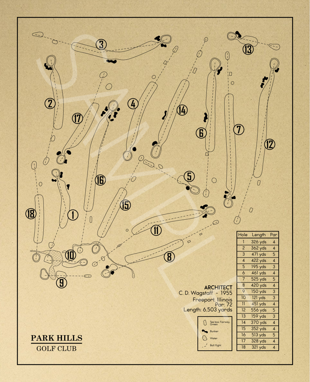Park Hills Golf Club Outline (Print)