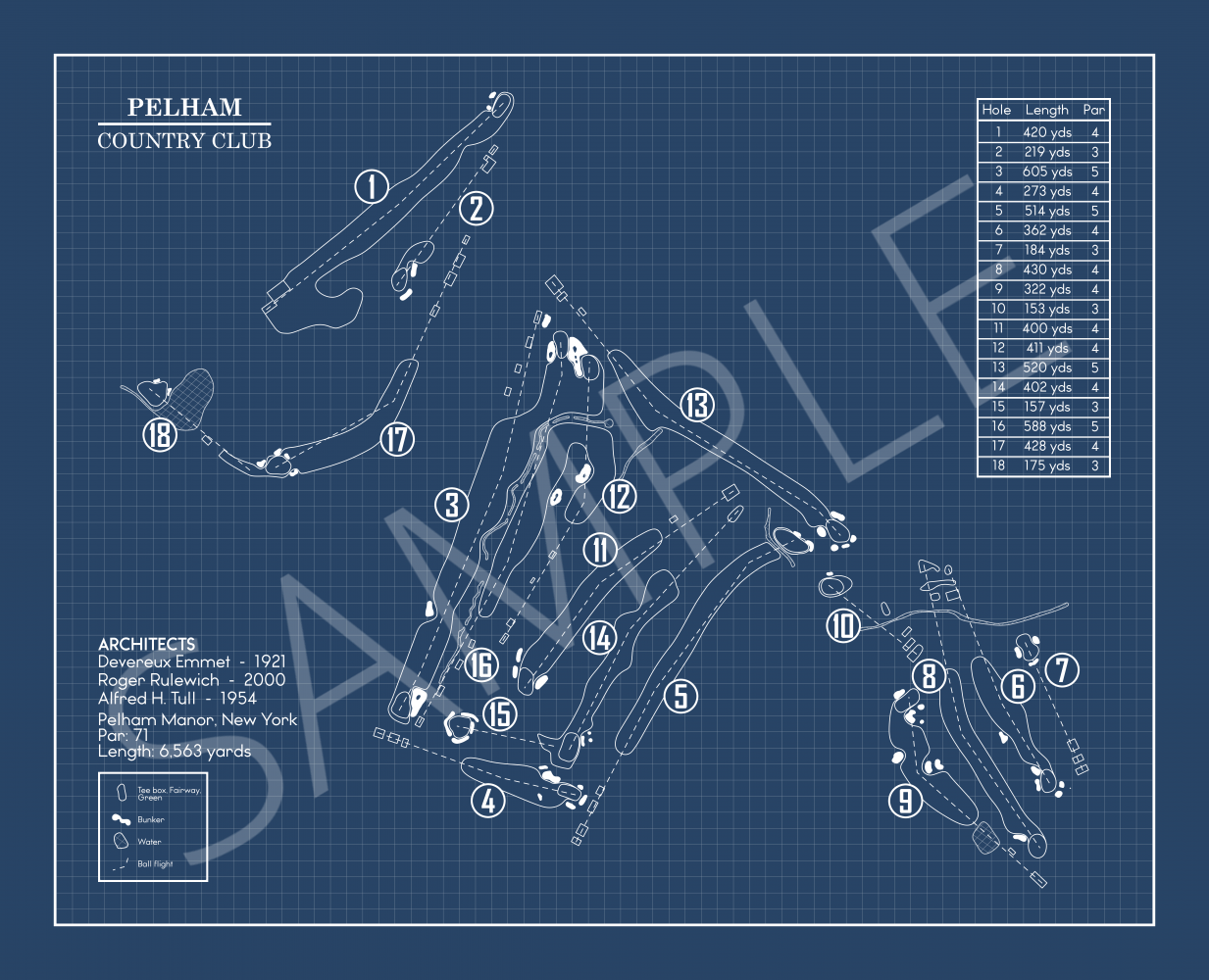 Pelham Country Club Blueprint (Print)
