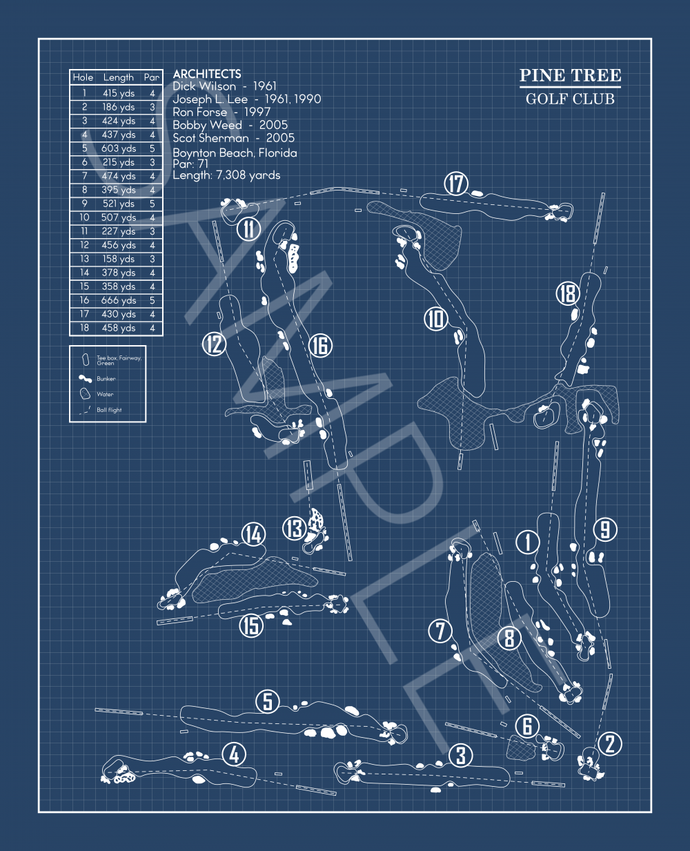 Pine Tree Golf Club Blueprint (Print)