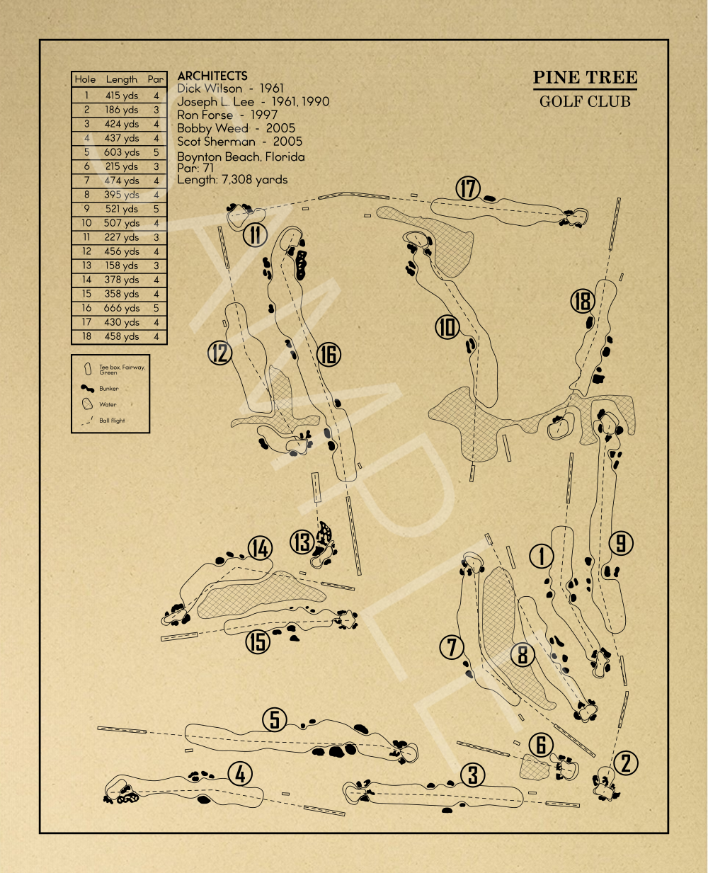 Pine Tree Golf Club Outline (Print)