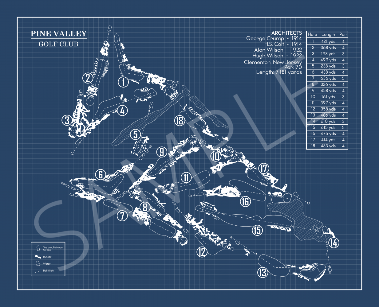 Pine Valley Golf Club Blueprint (Print)