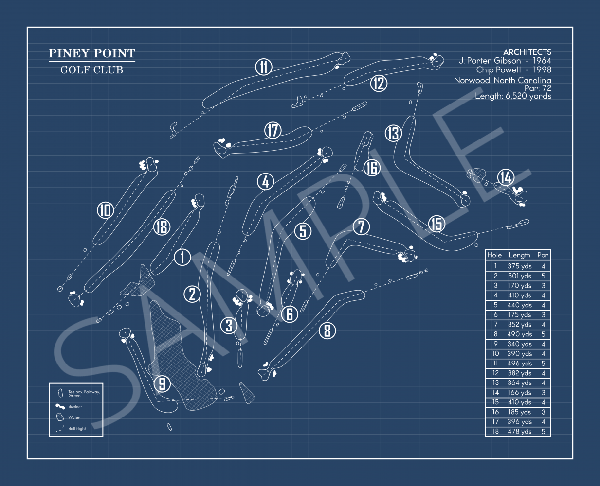 Piney Point Golf Club Blueprint (Print)