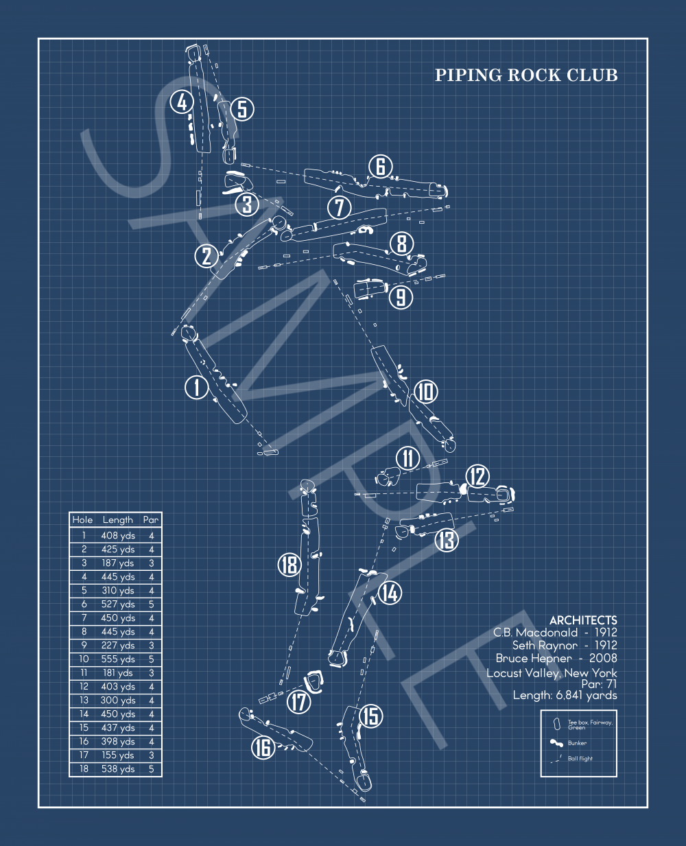 Piping Rock Club Blueprint (Print)