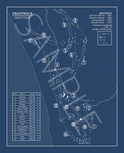 Prestwick Golf Club Blueprint (Print)