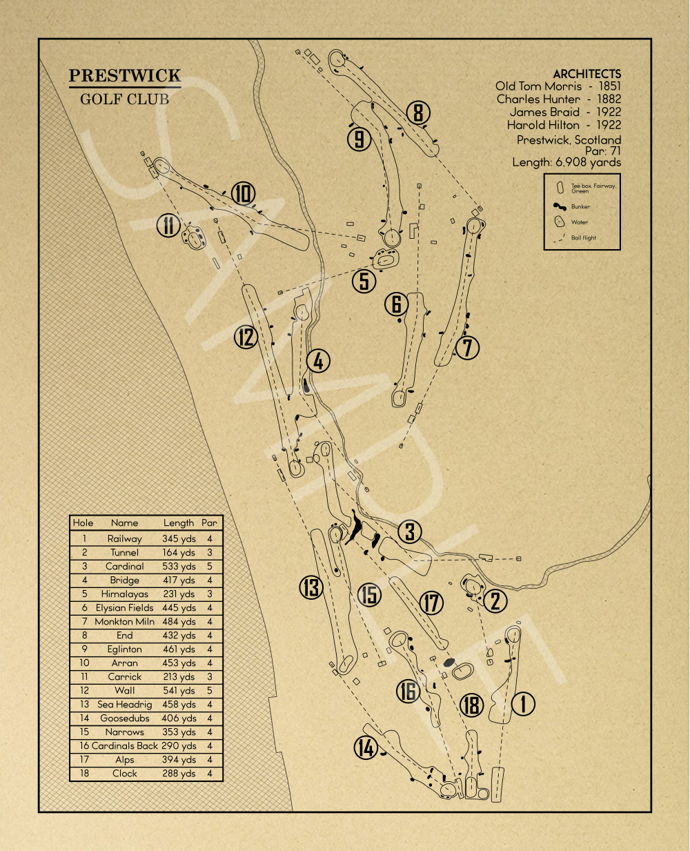 Prestwick Golf Club Outline (Print)