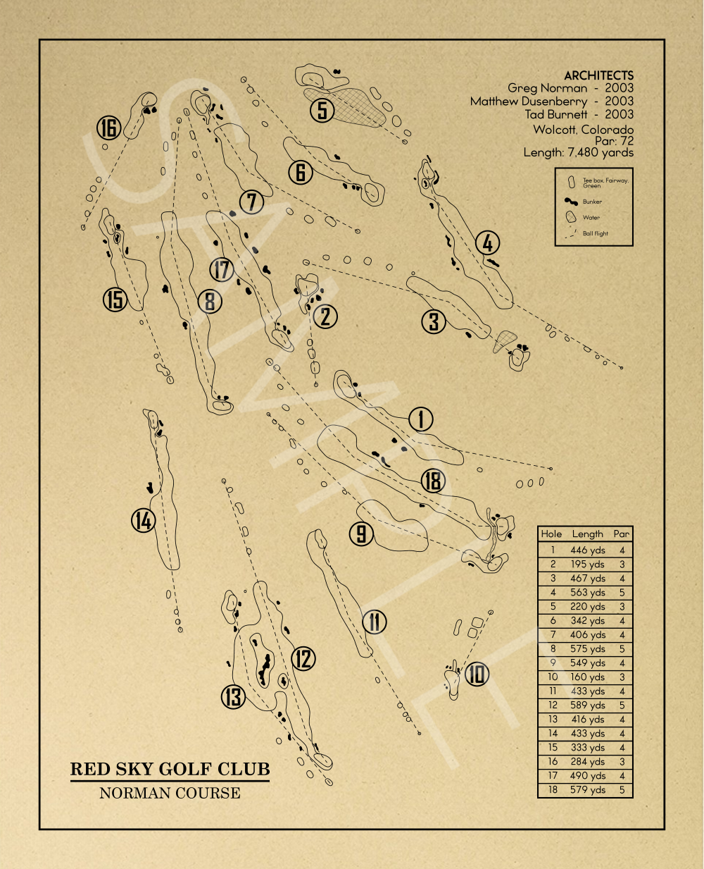 Red Sky Golf Club Norman Course Outline (Print)