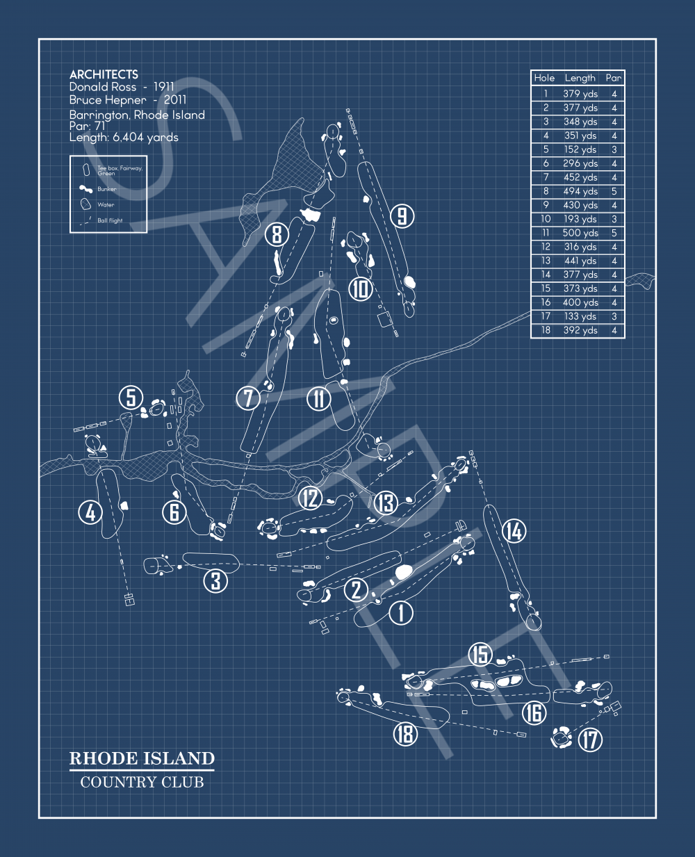 Rhode Island Country Club Blueprint (Print)