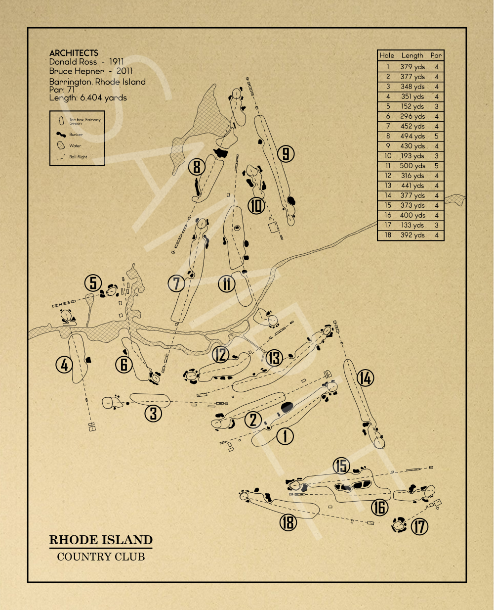 Rhode Island Country Club Outline (Print)