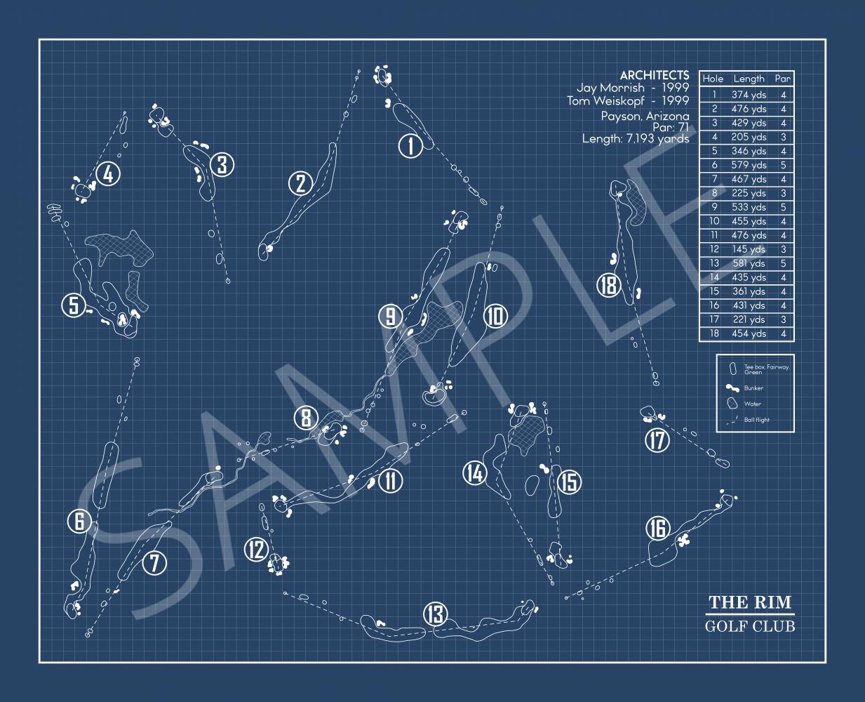 The Rim Golf Club Blueprint (Print)