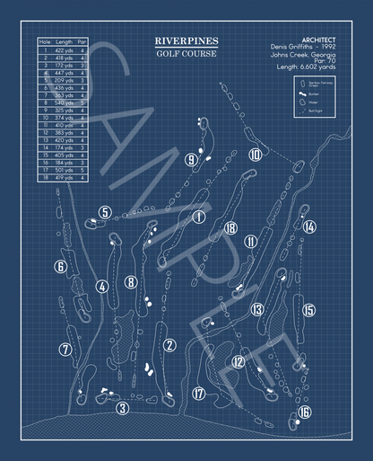 Riverpines Golf Course Blueprint (Print)