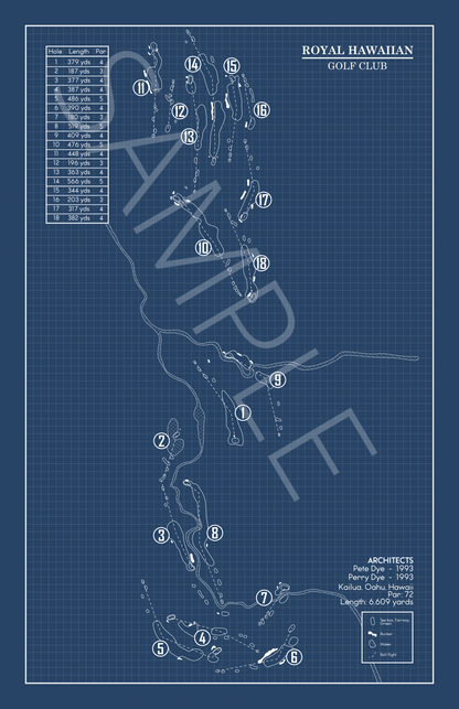 Royal Hawaiian Golf Club Blueprint (Print)