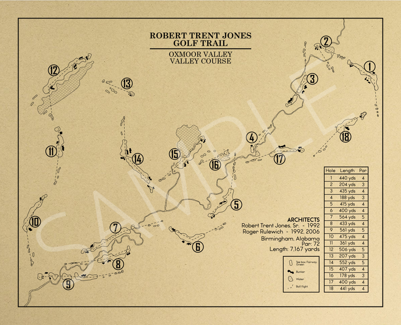 RTJ Golf Trail Oxmoor Valley Valley Course Outline (Print) GolfBlueprints