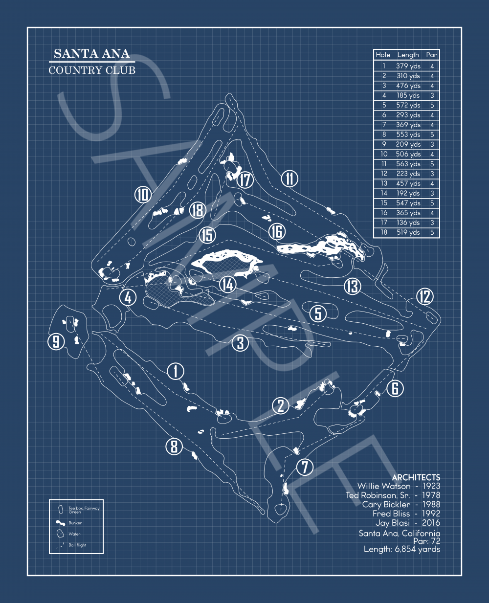 Santa Ana Country Club Blueprint (Print)