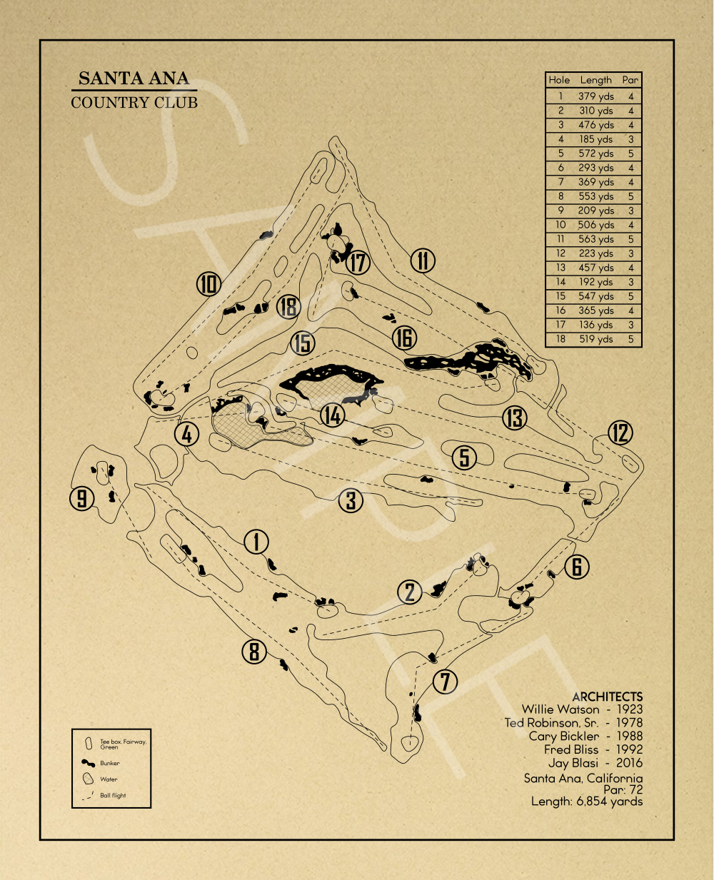 Santa Ana Country Club Outline (Print)