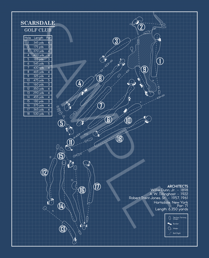 Scarsdale Golf Club Blueprint (Print)