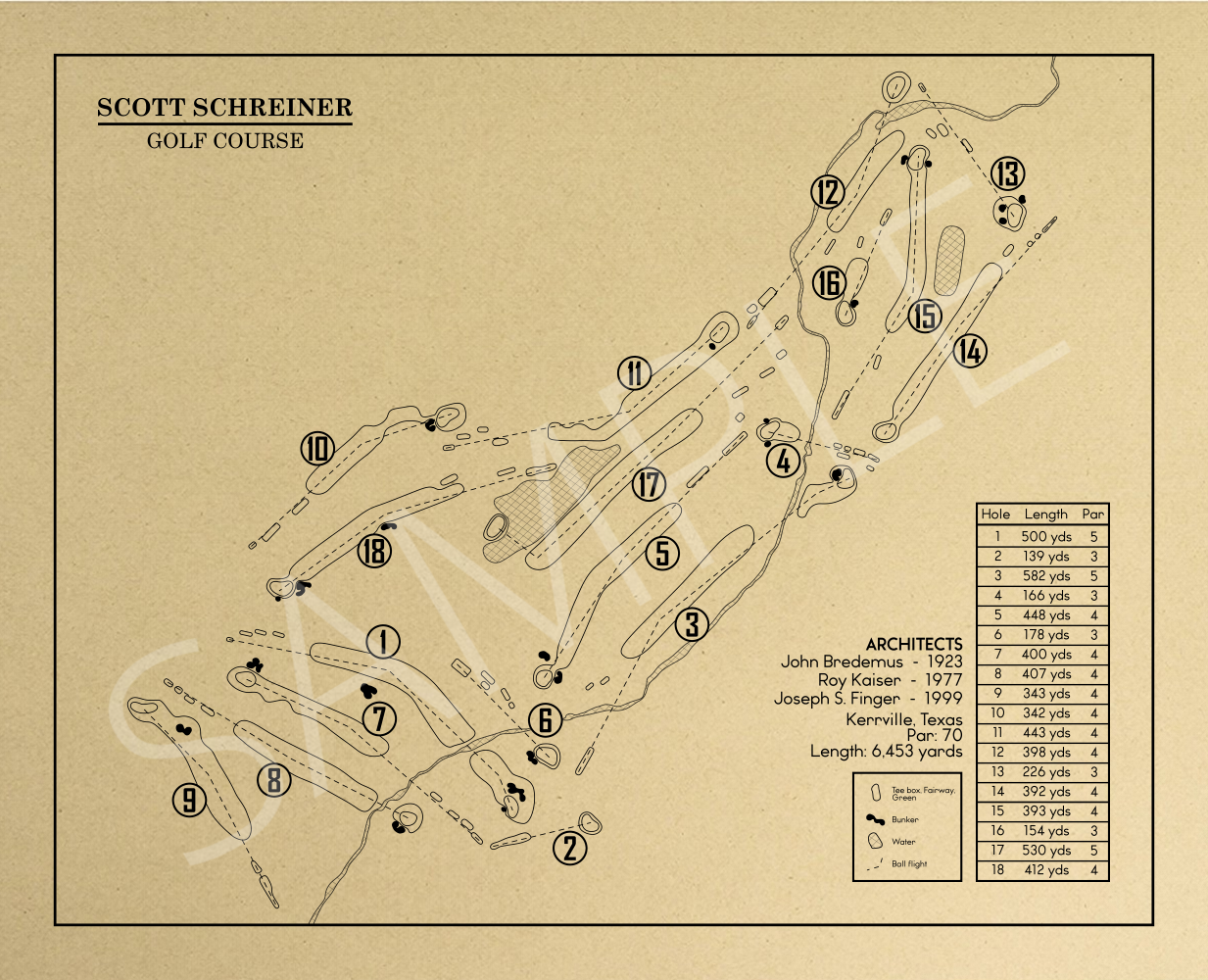 Scott Schreiner Municipal Golf Club Outline (Print) GolfBlueprints