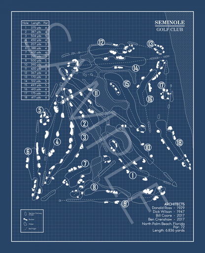 Seminole Golf Club Blueprint (Print)