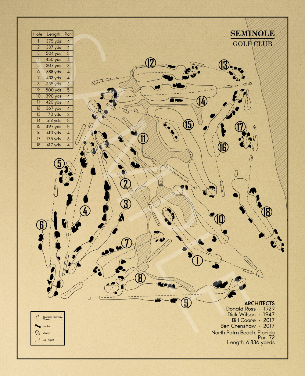 Seminole Golf Club Outline (Print) – GolfBlueprints