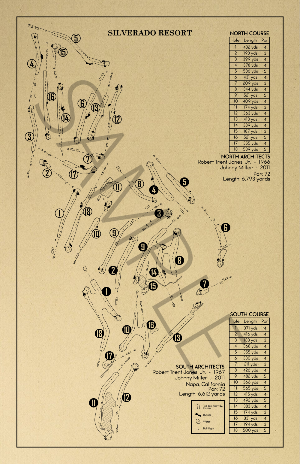 Silverado Resort Outline (Print) – GolfBlueprints