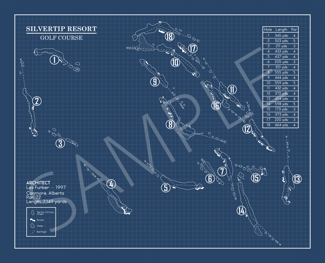 Silvertip Resort Golf Course Blueprint (Print)