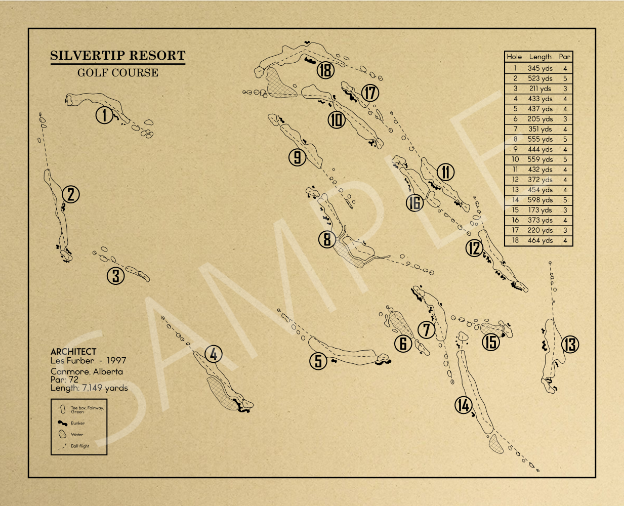 Silvertip Resort Golf Course Outline (Print)
