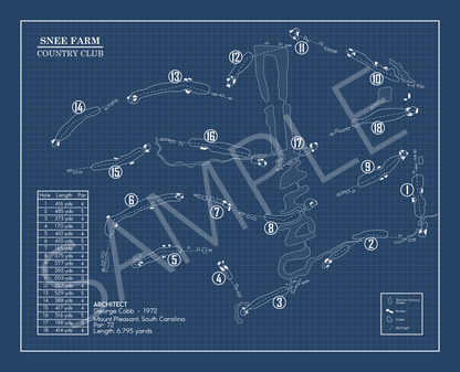 Snee Farm Country Club Blueprint (Print)