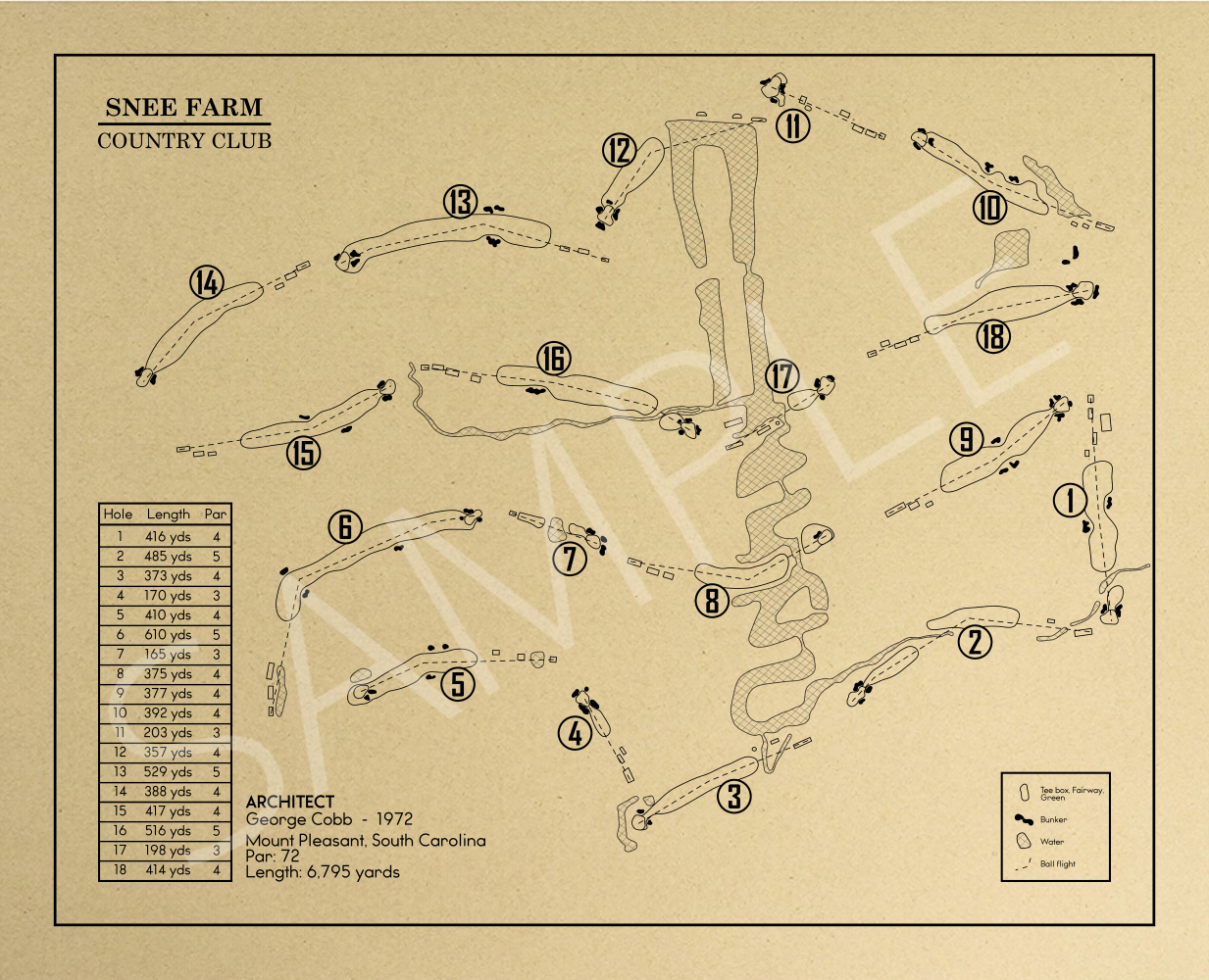 Snee Farm Country Club Outline (Print)