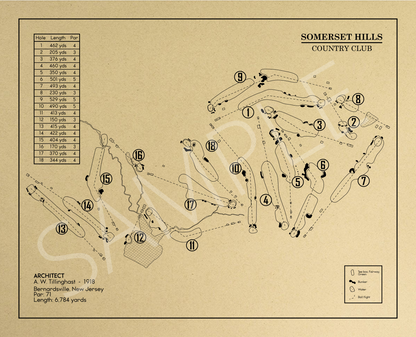 Somerset Hills Country Club Outline (Print)