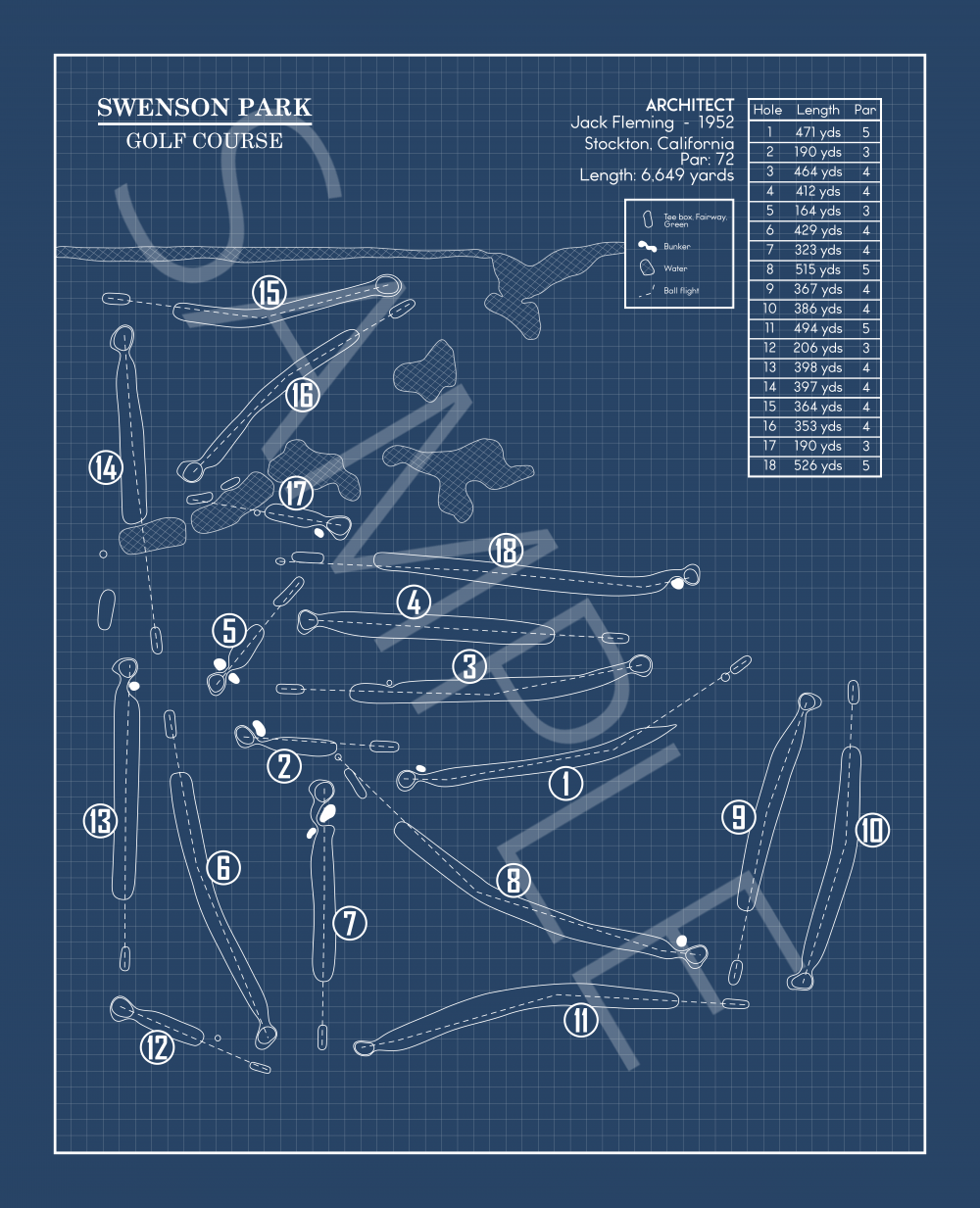 Swenson Park Golf Course Blueprint (Print)