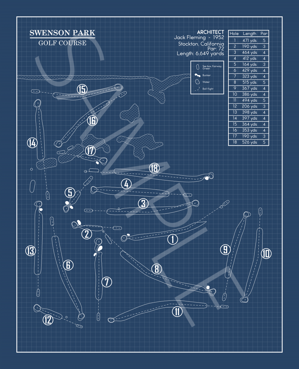 Swenson Park Golf Course Blueprint (Print) GolfBlueprints