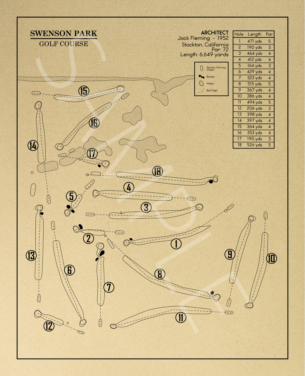 Swenson Park Golf Course Outline (Print)