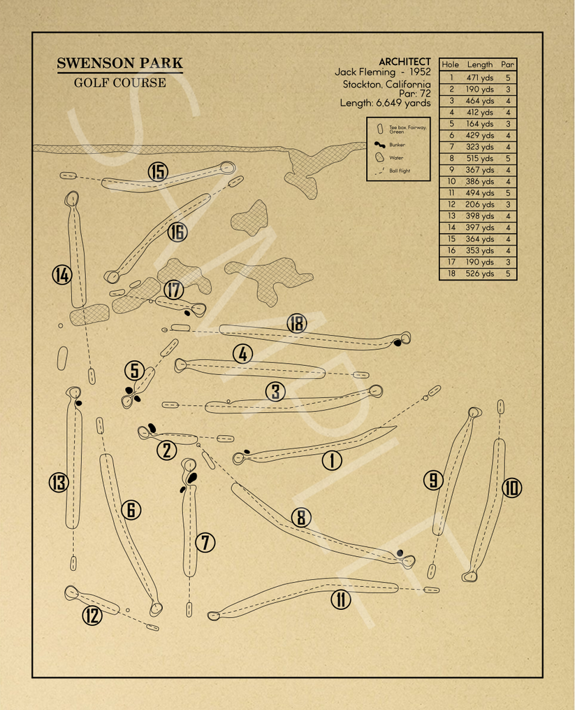 Swenson Park Golf Course Outline (Print) GolfBlueprints