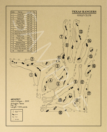 Texas Rangers Golf Club Outline (Print)