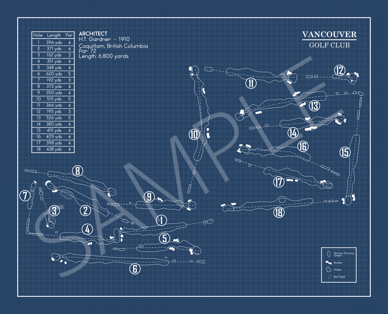Vancouver Golf Club Blueprint (Print)