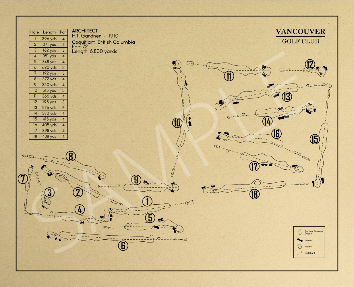 Vancouver Golf Club Outline (Print)